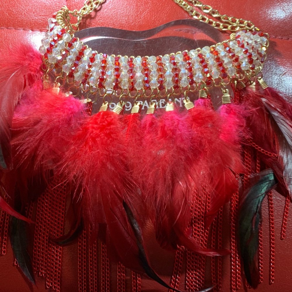 Crystal feather choker